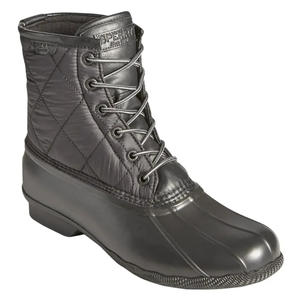 SPERRY Mens Saltwater Quilted Duck Rain Boots US 12 Black Water Resistant NWOB